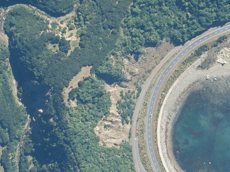 aerial view of Reserve, Kaikoura and the ground around it