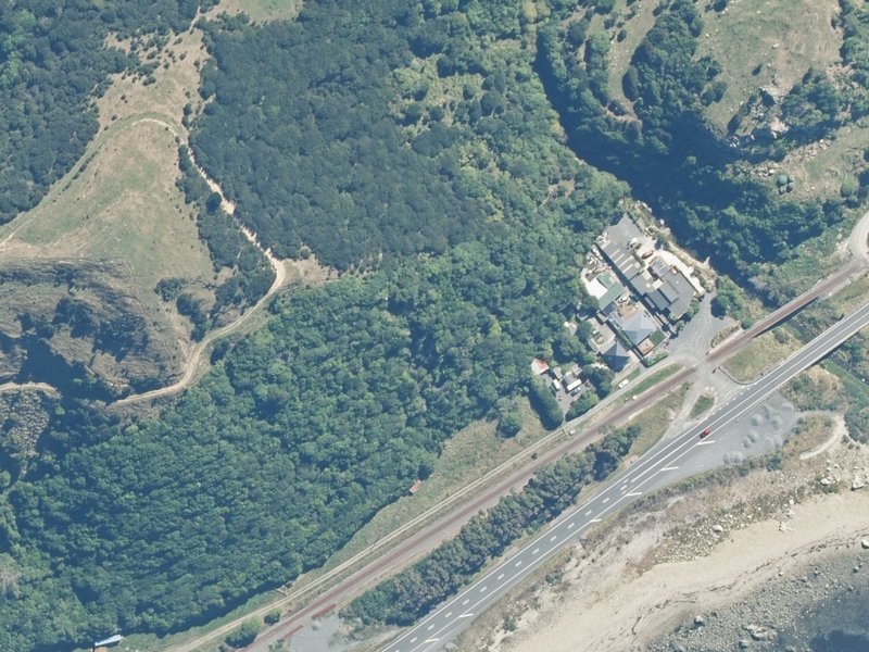 aerial view of Reserve, Kaikoura and the ground around it