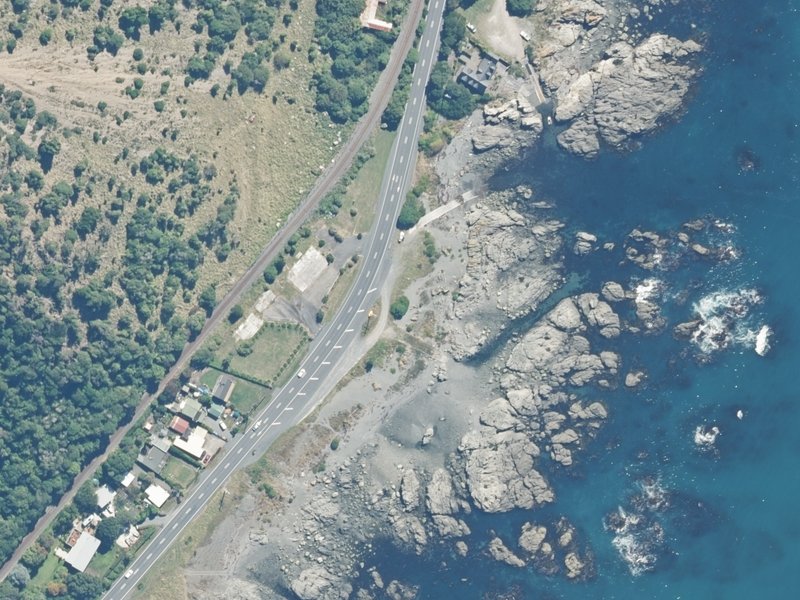 aerial view of Reserve, Kaikoura and the ground around it