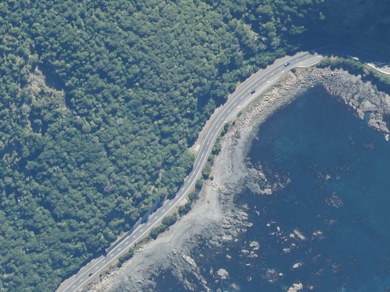 aerial view of Reserve, Kaikoura and the ground around it