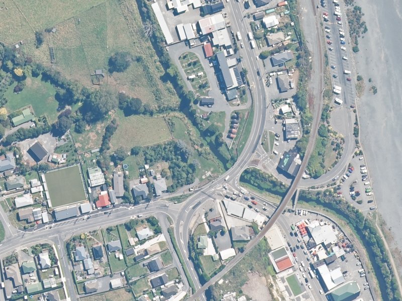 aerial view of Reserve, Kaikoura and the ground around it