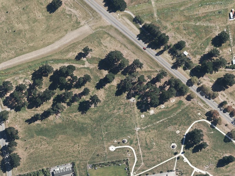 aerial view of Millton Memorial Park and the ground around it
