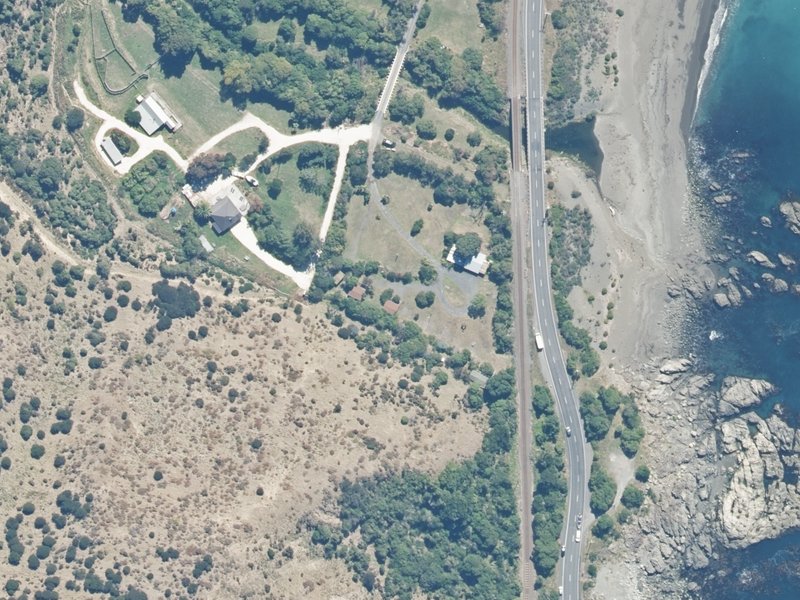 aerial view of Reserve, Kaikoura and the ground around it