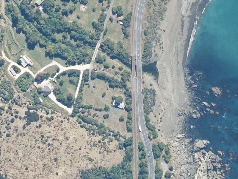 aerial view of Reserve, Kaikoura and the ground around it