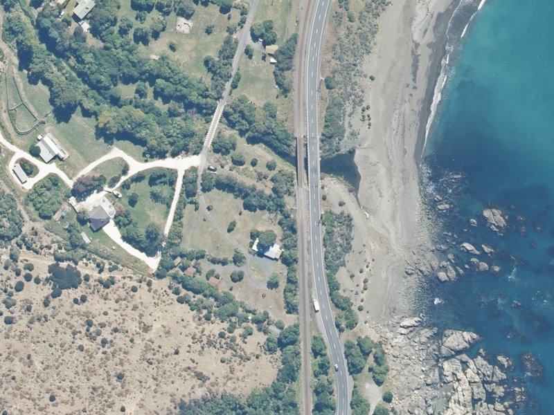 aerial view of Reserve, Kaikoura and the ground around it