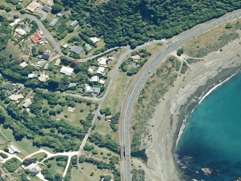 aerial view of Reserve, Kaikoura and the ground around it