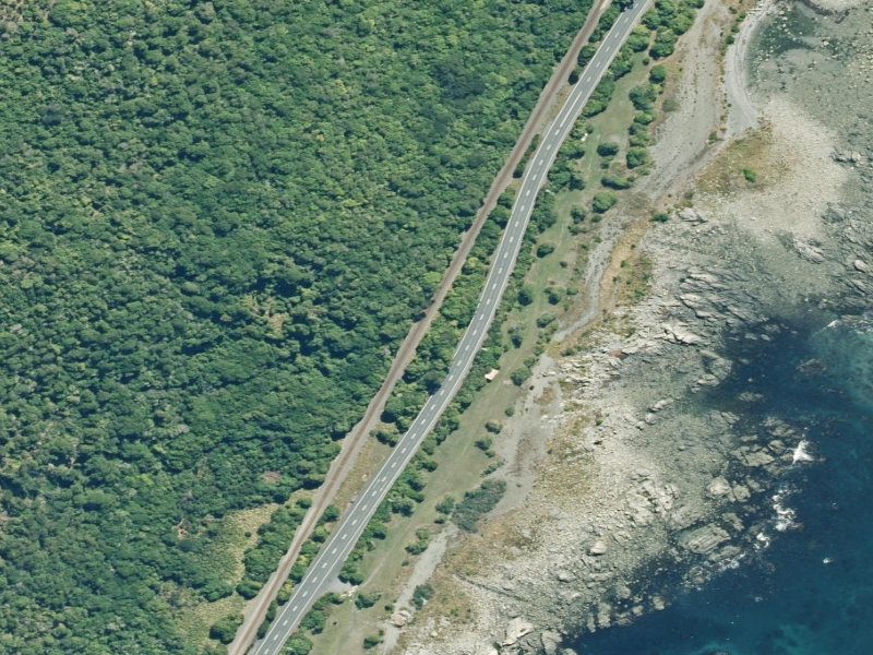 aerial view of Reserve, Kaikoura and the ground around it