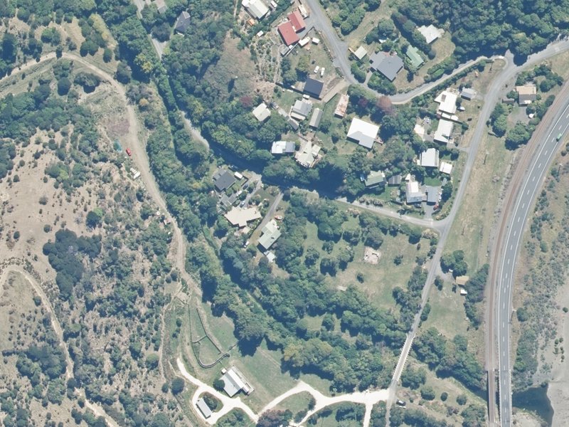 aerial view of Reserve, Kaikoura and the ground around it