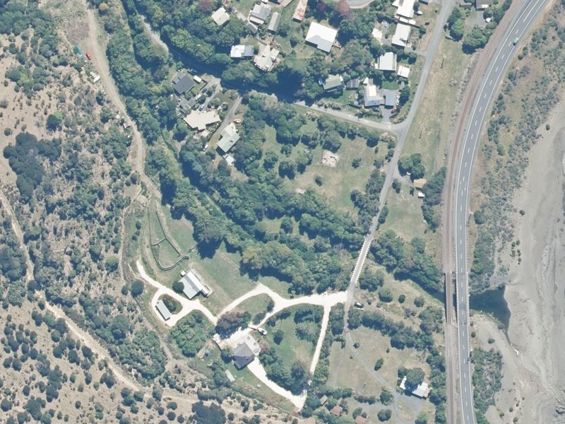 aerial view of Reserve, Kaikoura and the ground around it