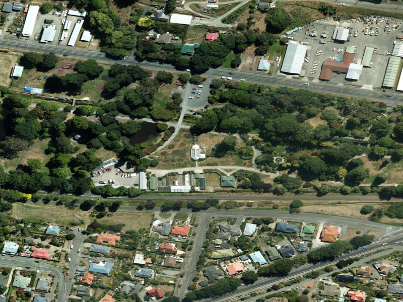 aerial view of Rose Garden Public Gardens and the ground around it