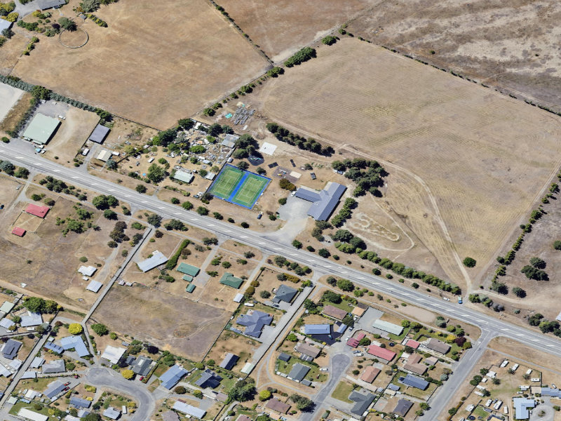 aerial view of Omarama Playground And Hall and the ground around it