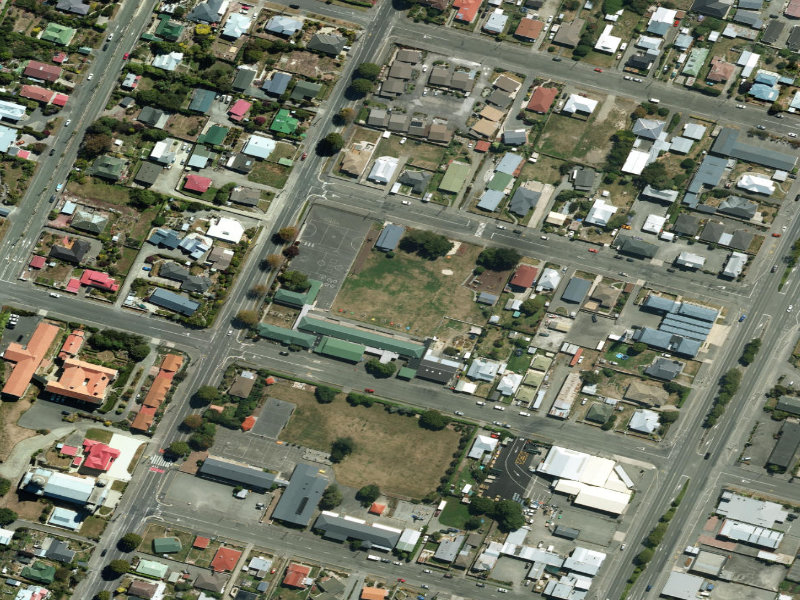aerial view of Oamaru North School and the ground around it