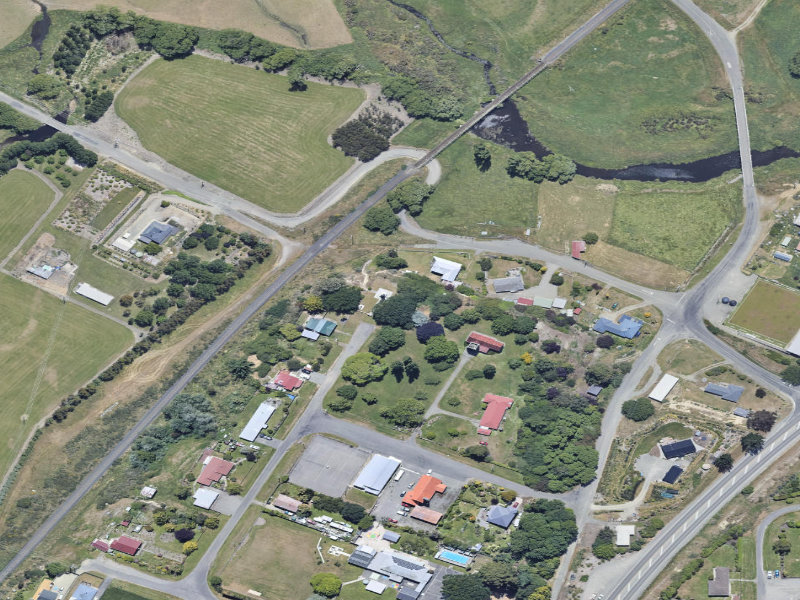 aerial view of Maheno War Memorial and the ground around it