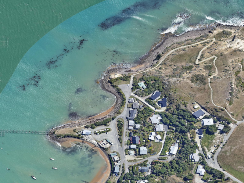 aerial view of Moeraki Esplanade Reserve and the ground around it