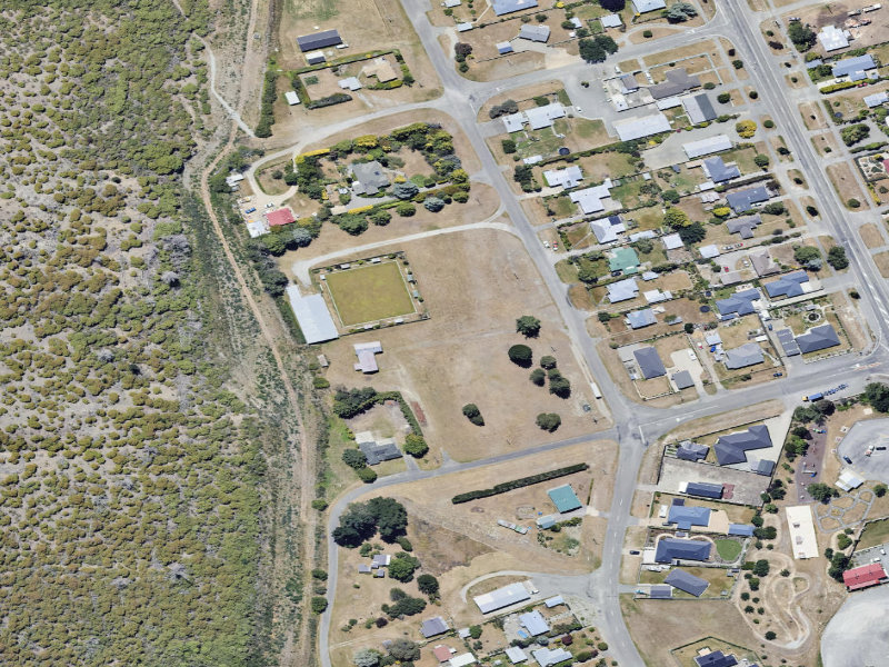 aerial view of Kurow Recreation Reserve and the ground around it