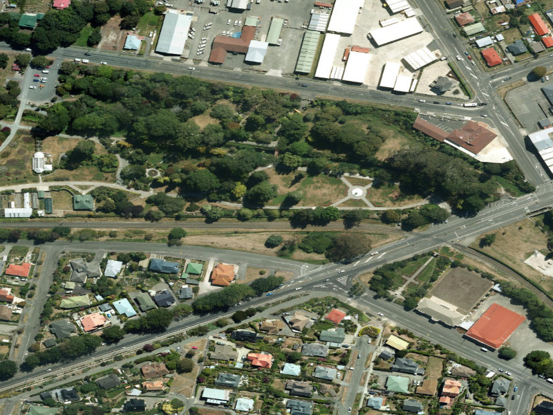 aerial view of Southern Border Public Gardens and the ground around it