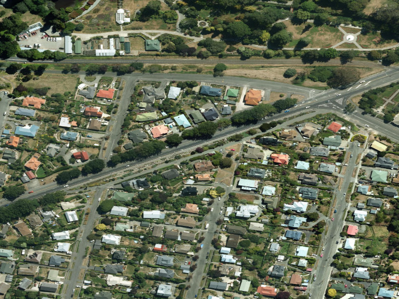 aerial view of Douglas Terrace and the ground around it