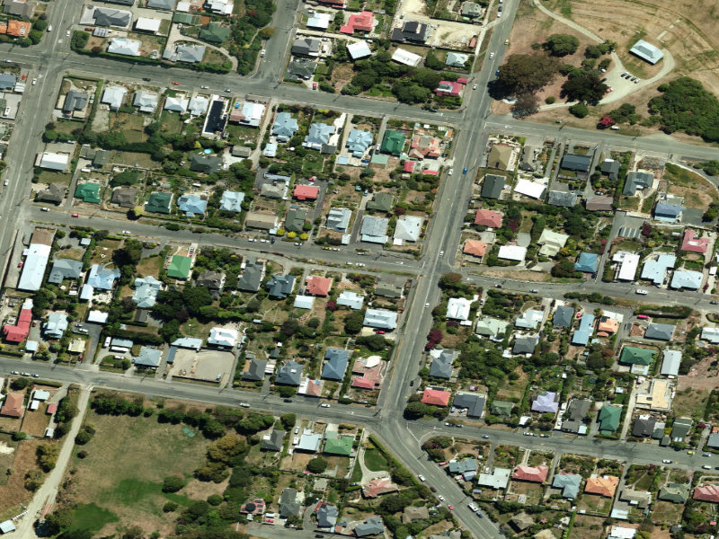 aerial view of Avon Street Terrace and the ground around it