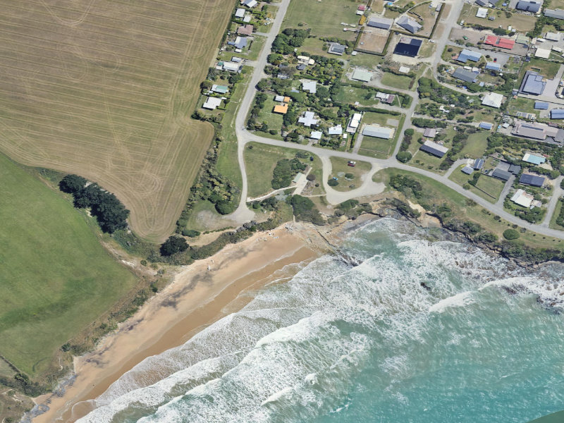 aerial view of Campbell Bay Reserve and the ground around it
