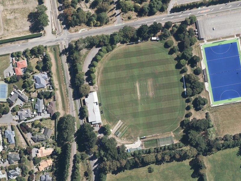 aerial view of Mainpower Oval and the ground around it