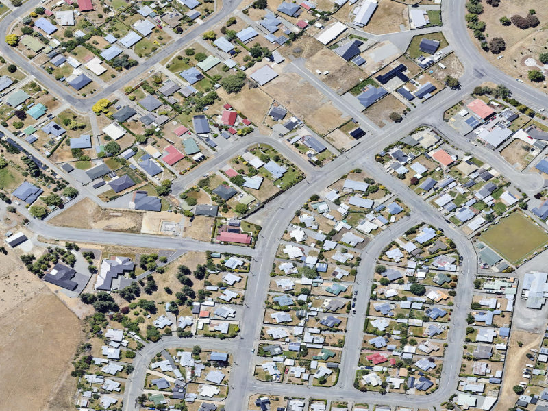 aerial view of Waitaki Drive Reserve and the ground around it