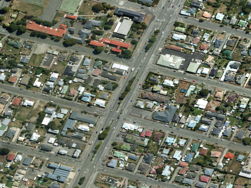 aerial view of Thames Street Median Strip and the ground around it