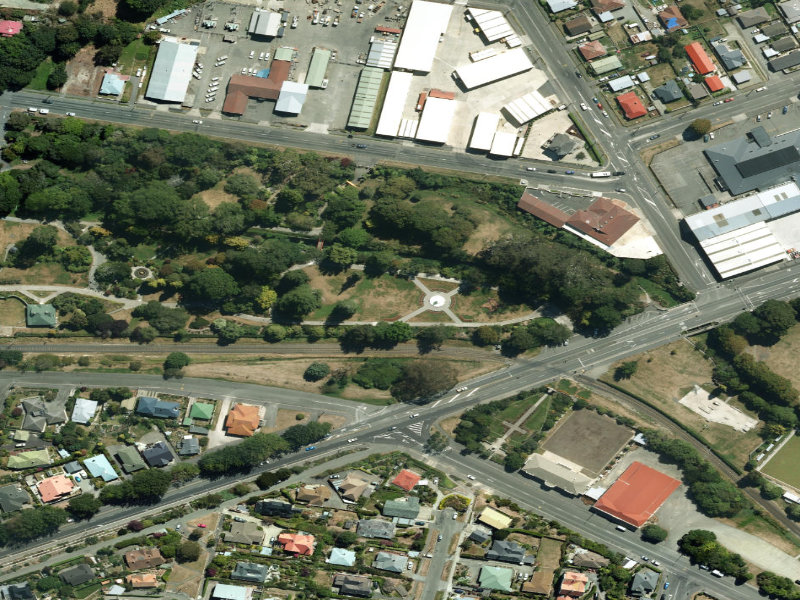 aerial view of Front Lawn Public Gardens and the ground around it