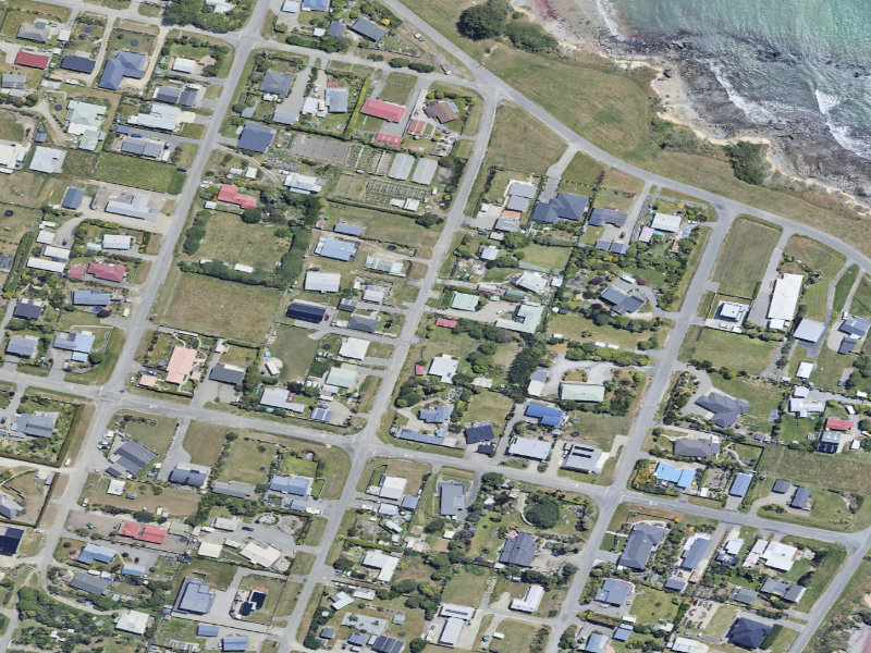 aerial view of Kakanui Esplanade Reserve and the ground around it