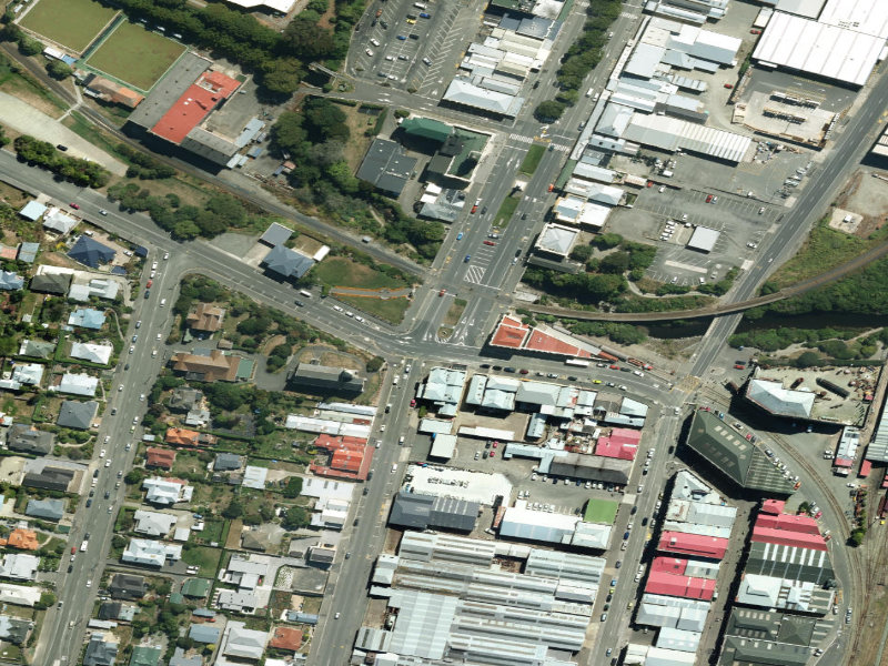aerial view of Jones Park Traffic Island and the ground around it