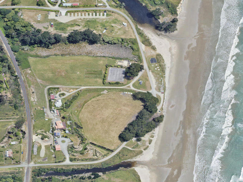 aerial view of Hampden Beach Reserve and the ground around it