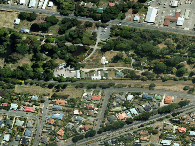 aerial view of Parks Depot Public Gardens and the ground around it