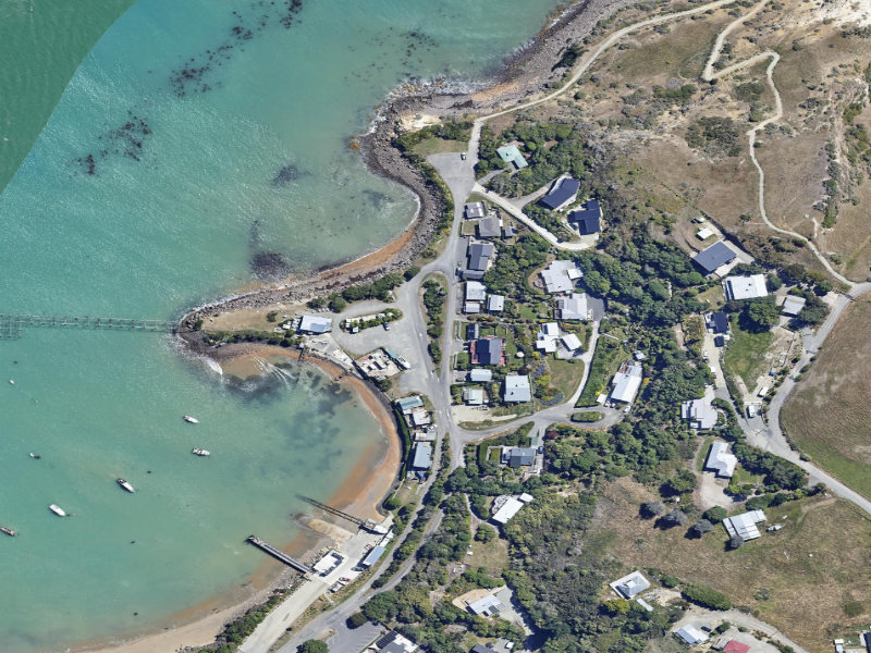 aerial view of Moeraki Traffic Islands and the ground around it