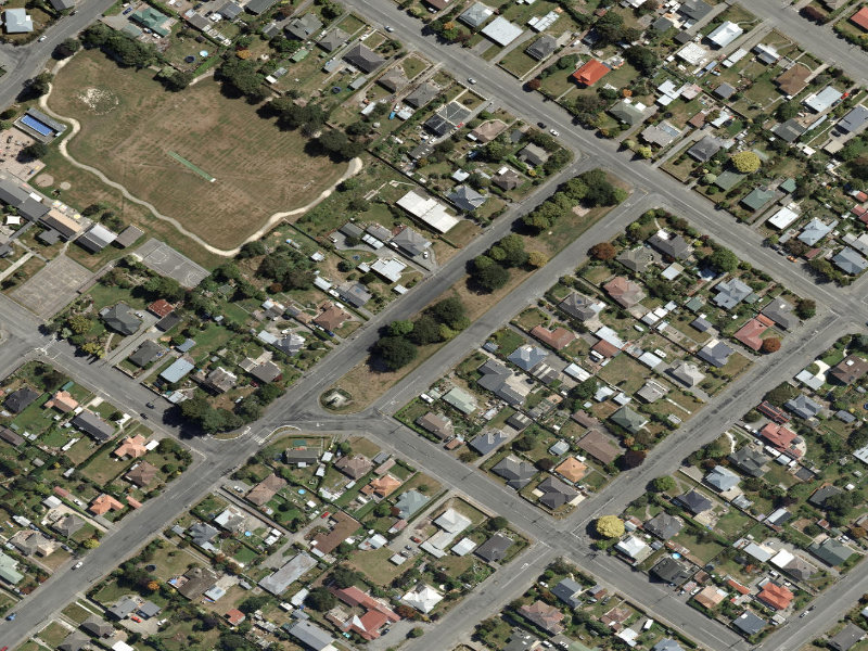 aerial view of Belt Street Park and the ground around it