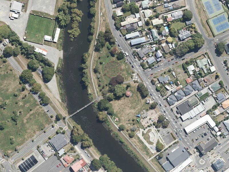 aerial view of Scott Rose Garden and the ground around it