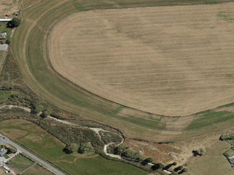 aerial view of Racecourse and the ground around it