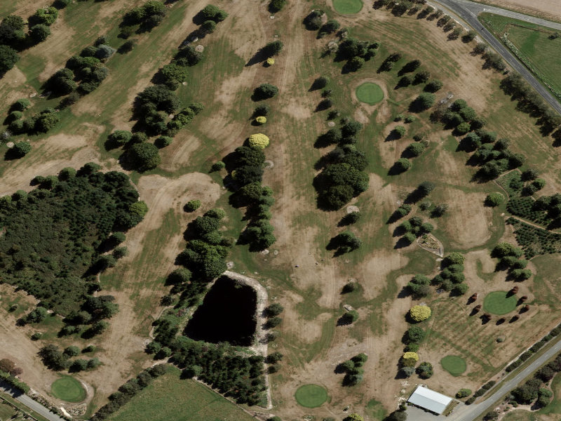 aerial view of Waimate Golf Club and the ground around it