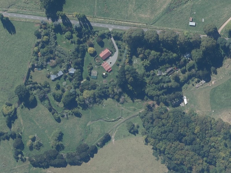 aerial view of Okuti Esplanade Reserve and the ground around it