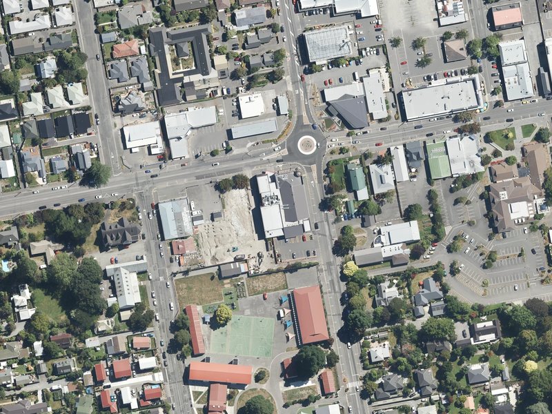aerial view of Rangiora Town Hall Reserve and the ground around it