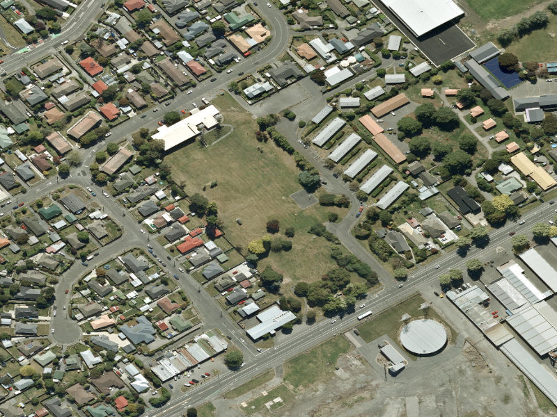aerial view of Sockburn Park and the ground around it