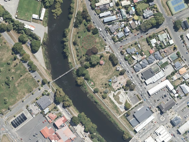 aerial view of Trousselot Park and the ground around it