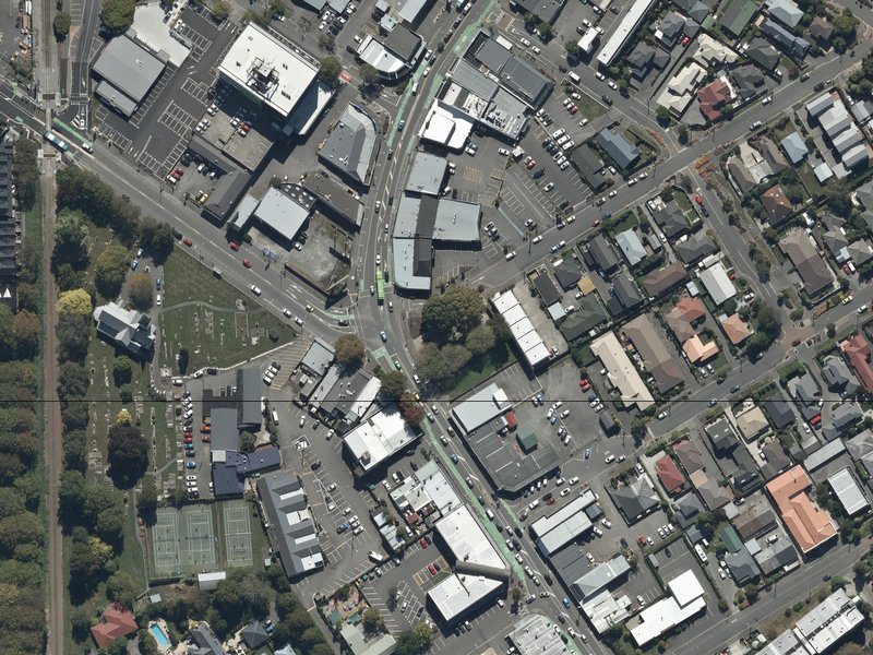 aerial view of Papanui Memorial Reserve and the ground around it