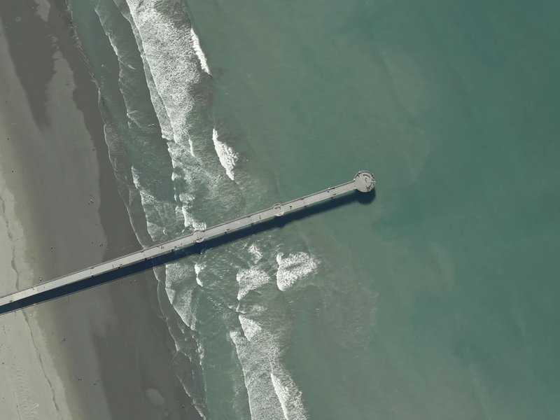 aerial view of New Brighton Pier and the ground around it