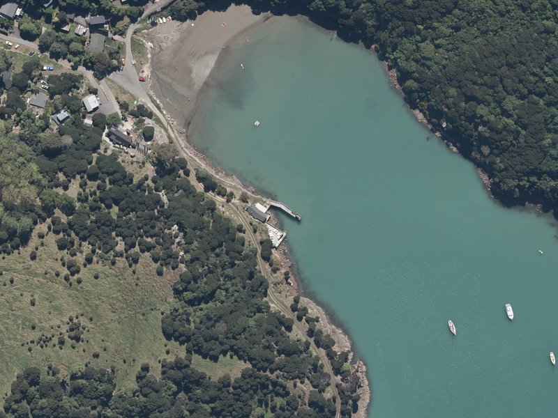 aerial view of Tikao Bay Wharf and the ground around it