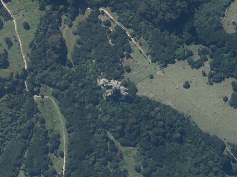 aerial view of Big Rock and the ground around it
