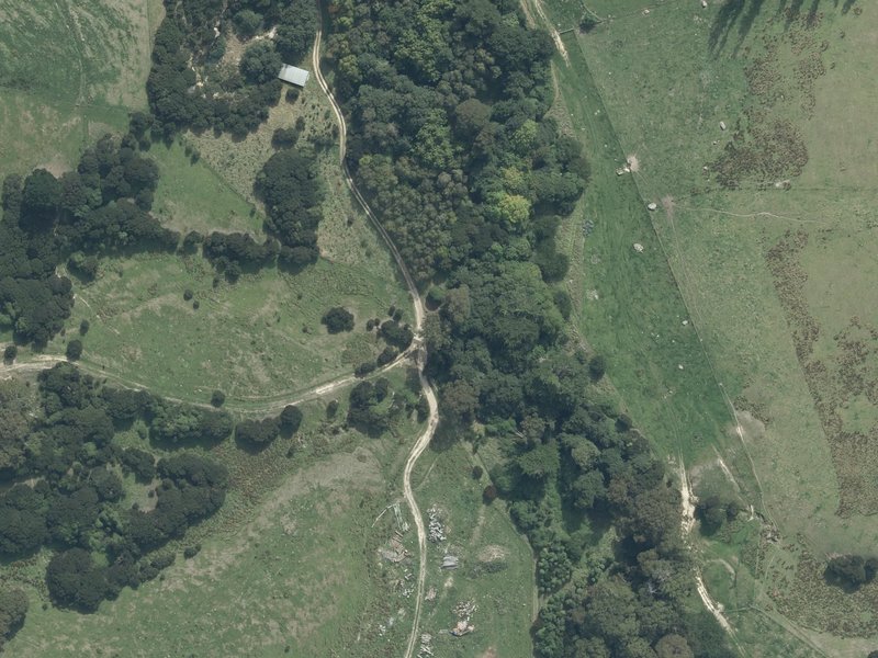 aerial view of Biggish rock and the ground around it