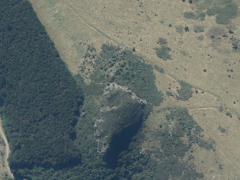 aerial view of Coffin Rock and the ground around it