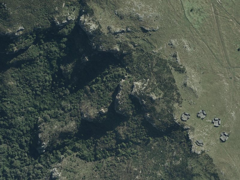 aerial view of Crag X and the ground around it