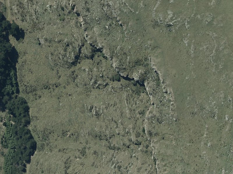 aerial view of John Britten crag and the ground around it