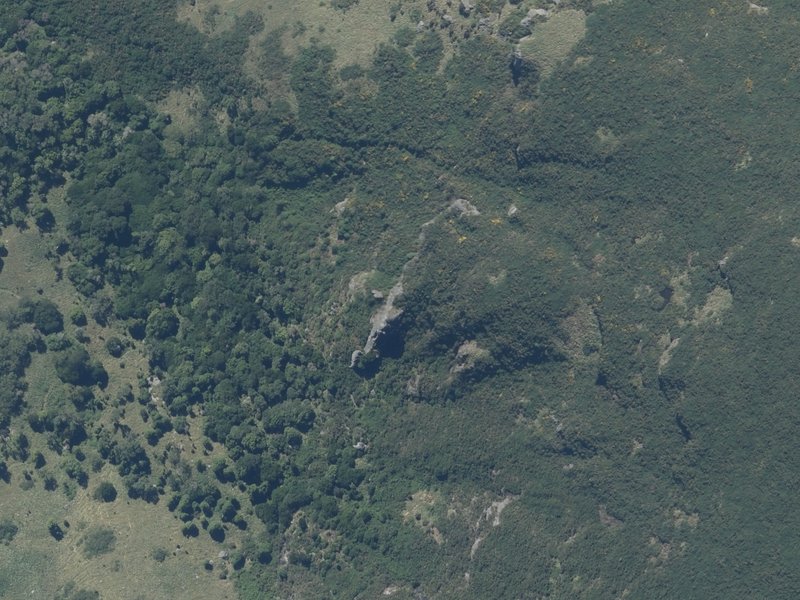 aerial view of Kereru Crag and the ground around it
