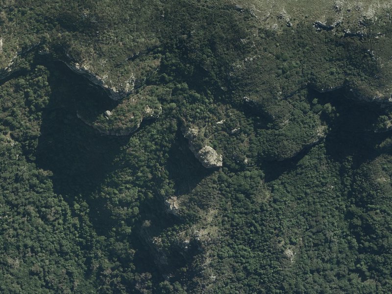 aerial view of Middle Sister and the ground around it